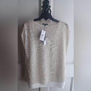 Lafayette 148 New York Raffia Metallic Knit Top and Undertank